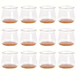 Silicone Chair Leg Protector, 16pcs Clear Round Table Base Cover, Non-slip Felt Pad for Floor Protection Furniture