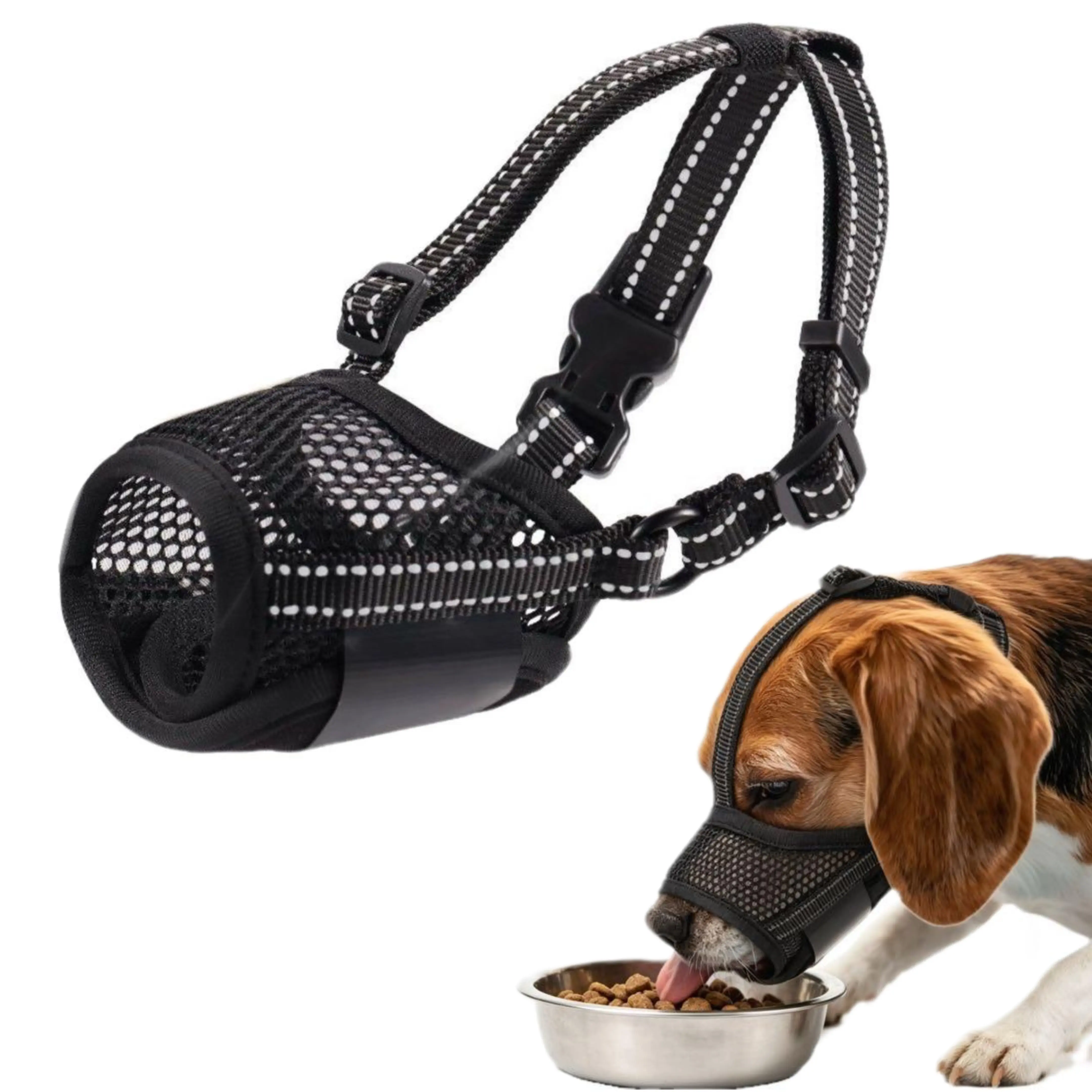 Breathable Reflective Dog Muzzle, Soft Anti-Bite Anti-Bark Muzzle, prevent  biting Adjustable Comfortable Allow Eating Drinking Panting for All Size Dogs  #dogmuzzle #antibite pet