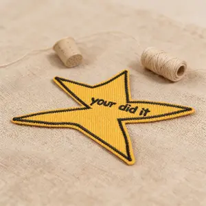 Cute Star Embroidered Patch, Geometric Embroidery Design, Inspirational Statement Sew-On Applique, Back Adhesive Iron-On, Suitable for Clothes Jackets Hats Accessories