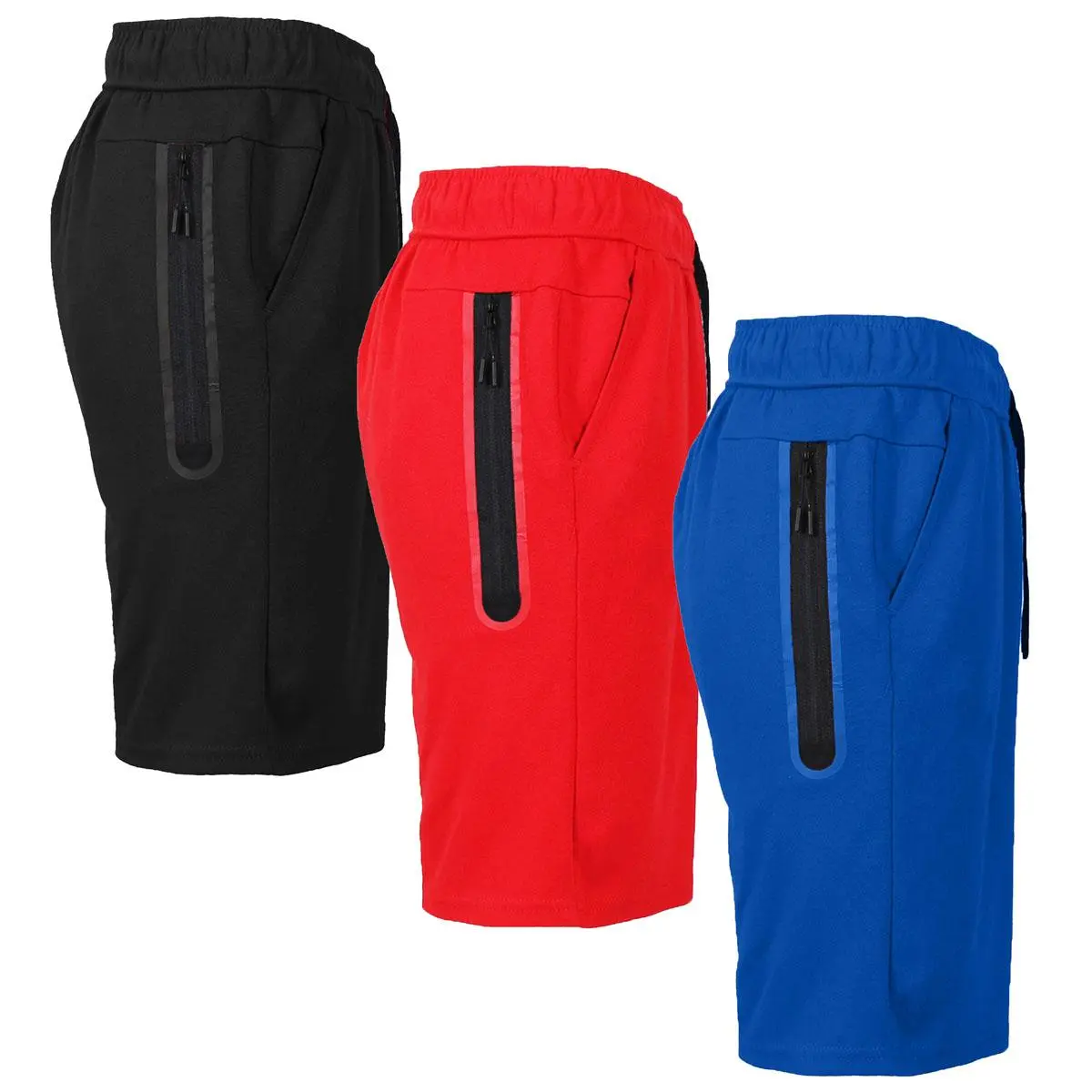 3-Pack Men's Tech Fleece Performance Shorts With Heat Seal Zipper Pocket - Sizes S-M-L 3-Pack Men's Tech Fleece Performance Shorts With Heat Seal Zipper Pocket - Sizes S-M-L