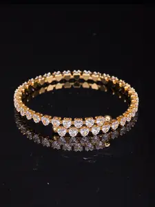 Heart Shaped Zirconia Decorated Bangle, Fashionable Jewelry for Women & Girls, Trendy All-match & Exquisite Jewelry for Birthday Gift, Zirconia Bracelet