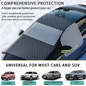 Car Windshield Cover for Ice and Snow - Universal Windshield Snow Cover with Side Window and Rearview Mirror Protector, Durable Magnetic Winter Frost Hail Guard, car sunshade windshield outside, Suitable for Most Cars,SUV,Truck