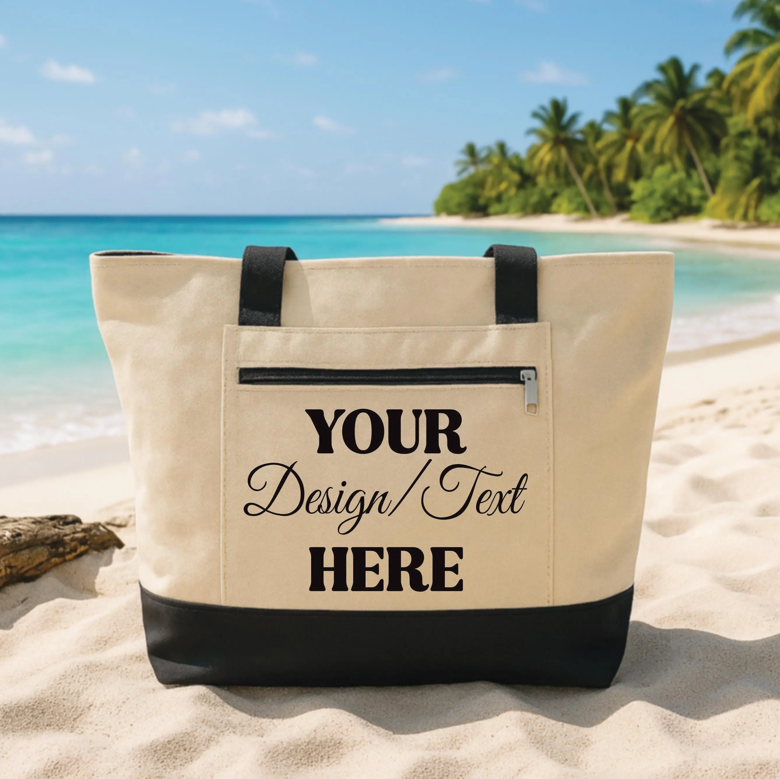 Custom Logo Tote Bag with Zipper, Personalized Business Canvas Bag, Company Logo Tote, Custom Branding Promotional Gift Bag