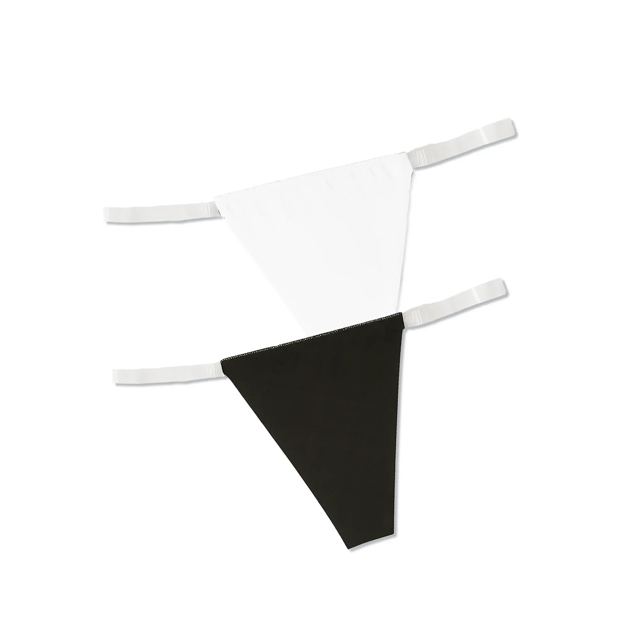 2 Pack Clear Strap G-String Thongs – Invisible No Show Underwear (Black & White)