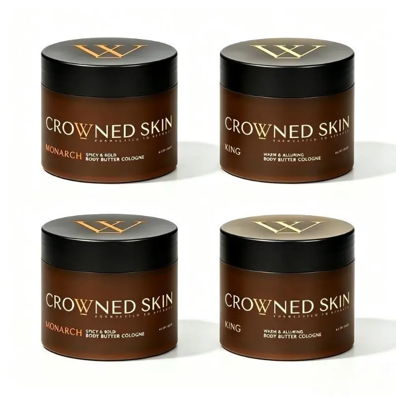 【Buy 2 Get 2 Free】4PCS Men's King & Monarch Crowned Body Butter Cologne Duo,  Warm Spicy Scent Moisturizing Body Cream (4.4oz Each)
