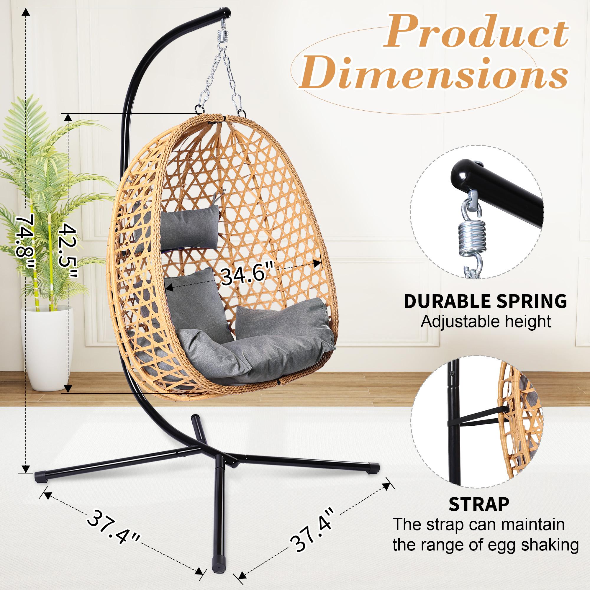 [dealsforyoudays] Egg Patio Swing Chair – Wicker Design, Perfect for Indoor and Outdoor Use, Supports Up to 350LB, Includes Cushion for Extra Comfort