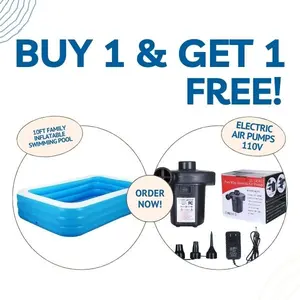 [FREE GIFT] 10ft Family Inflatable Swimming Pool, Rectangular, Age 6 & up, Unisex