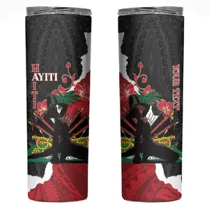 Personalised Ayiti Neg Marron Skinny Tumbler Dashiki Mix Polynesian Pattern