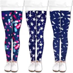 Girls' Buttery Soft Printed Leggings, Full Length Stretch Polyester Activewear for School and Dance, Sizes 4-13 Years, 4 - 5 Years
