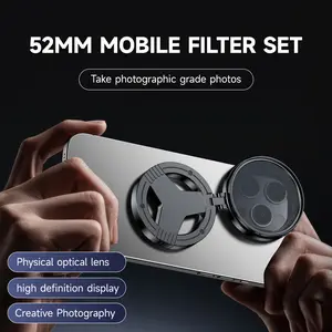 52mm Cpl Filter for Phone Lens, Clip-On Polarizing Filter, Compatible with Most Smartphones, Includes Cleaning Cloth and Portable Pouch, Smartphone Camera Accessories