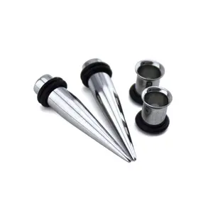 1 Gauge Ear Stretching Kit - (1g 7mm) 2 Steel Tape & Tunnels (4 Pieces)