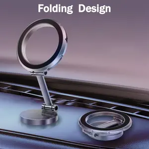 Aioneus Full Metal Magnetic Car Phone Holder, 360° Rotatable, Super Magnetic Cell Phone Attachment, 2 Metal Rings Attached