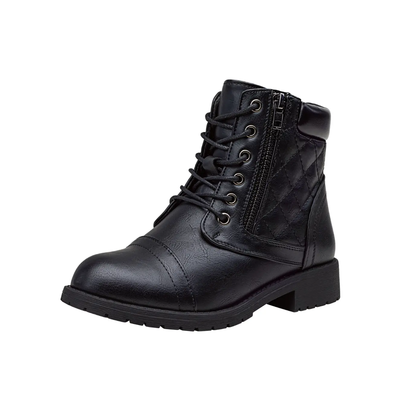 Women's Classic Lace-Up Casual Chic Combat Ankle Booties - Padded, Modest Fabric Upper, Comfortable Synthetic Rubber-Soled Fashion Footwear
