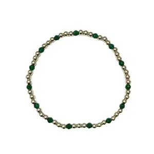 Kelly Protect Your Pulse Green 14k Gold Filled Bracelet With Alternating Emerald Colored Beads 3mm Real Gold Filled For Growth Prosperity And Emotional Balance