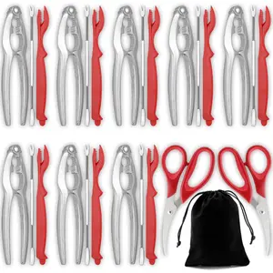 Crab Crackers and Tools, 27-piece Seafood Tools Set, Includes 8 Crab Leg Crackers, 8 Lobster Shellers, 8 Crab Leg Forks/Picks, 2 Seafood Scissors & Storage Bag, Nut Cracker Set