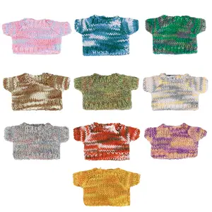 Fashion Colorblock Knit Sweater Set for Labubu Dolls, Winter, Keychain Accessory, Cute Play and Display, Gift, Christmas Present, Doll Clothing Set