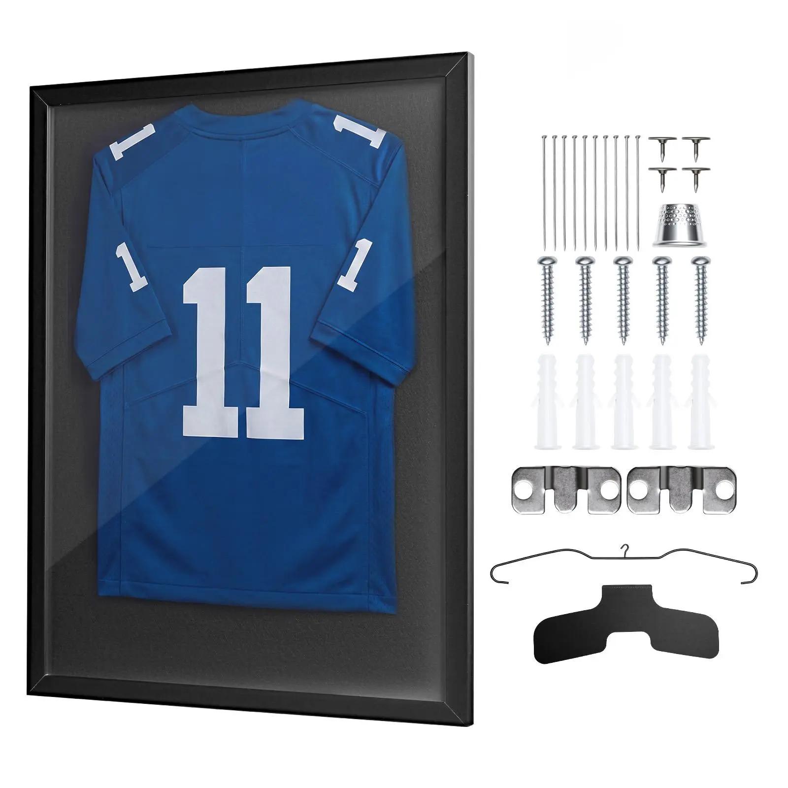 【SummerFinds】VEVOR Jersey Frame Display Case, 35.4 x 27.6 x 1.2 in, Wooden Sport Jersey Shadow Box with 98% UV Protection PC Panel and Hanger, for Baseball Basketball Football Hockey Shirt Sport Uniform, Black