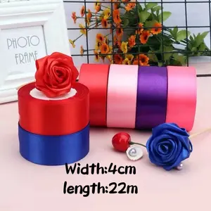 Satin Ribbon Wrapping Kit for DIY Cake Decoration, Gift Packaging with Handmade Rose, 4cm Length, 2.5cm Width, Ideal for Wedding Party