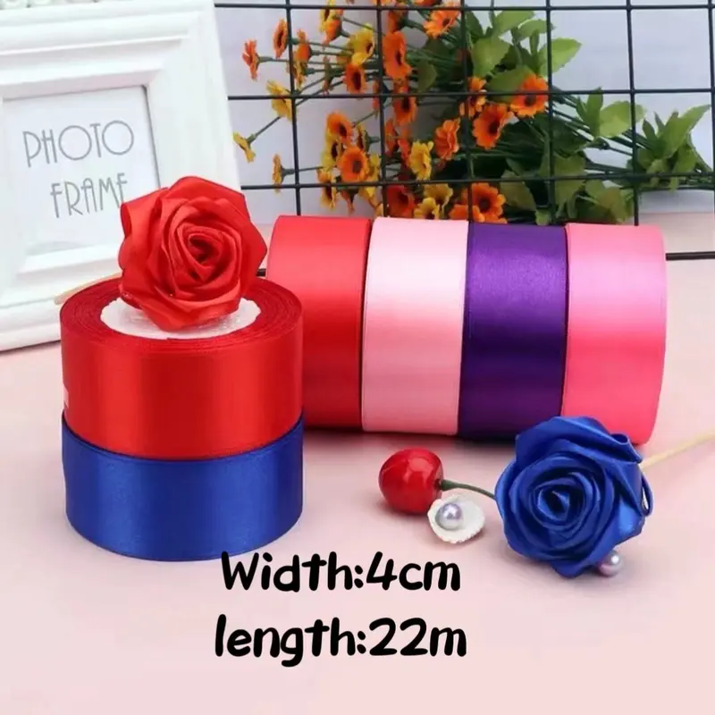 Classic Elegant Satin Ribbon Wrap Rose DIY Craft Kit - 1 Kit with Handmade Rose, 4cm Length 2.5cm Width Ribbon, Office Stationery & Gift Wrapping Supplies for Mom