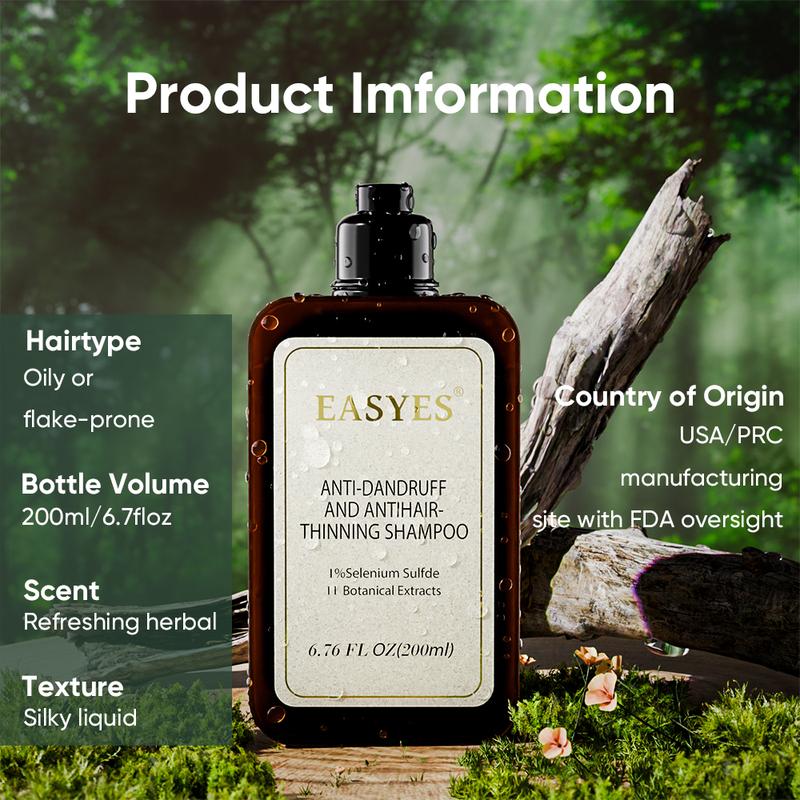 【BQ】EASYES Anti-Dandruff & Hair Thickening Shampoo | 1% Selenium Sulfide + 0.2% Piroctone Olamine | 11 Herbal Actives for 78% Less Flakes & +38% Density in 7 Days | #ScalpCare #HairGrowth