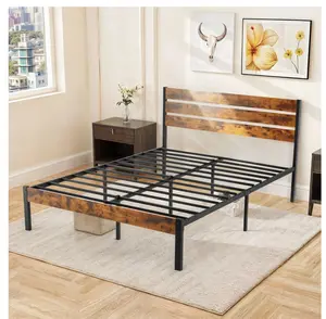 Queen Size Bed Frame with Headboard, Solid and Stable, No Box Spring Needed, Easy Assembly