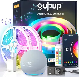 Smart WiFi Led Lights 100 ft, Compatible with Alexa and Google Assistant Devices, Voice Control, Music Sync Color Changing Strip Lighting, App&Remote Controlled Indoor Light for Bedroom, Party