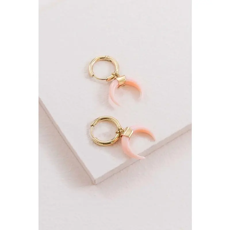 Lovoda Double Horn Pink Hoop Earrings (14K)
