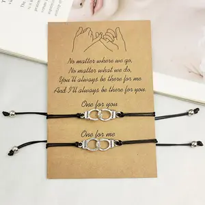 2 Pcs Unisex Friendship Bracelet Set, Best Friend Gift for Father's Day, Adjustable Unisex Accessories