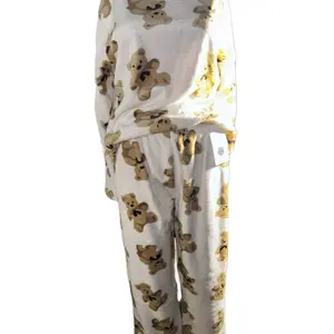 Cozy Bear Print Pajama Sets for Women - Soft & Comfy Sleepwear with Matching Top and Bottoms
