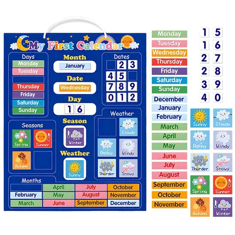 Magnetic Learning Calendar for Kids, Wall Decor, Wall Calendars, Student Calendar, Fridge Calendar Magnetic, Monthly Planner Magnet, Teaching Weather, Dates, Months, Weeks & Seasons, Preschool Classroom Use