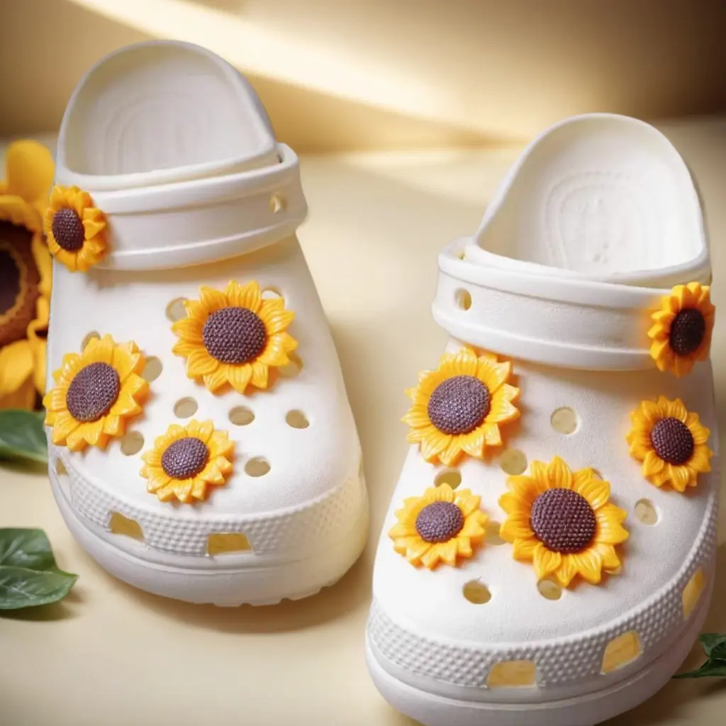 9pcs Unique Sunflower Floral Cut-Out Casual Shoe Decoration Charms for Clogs, Crocs, Bright Summer Vibes, DIY Decor, Party Favors (No Shoes Included)