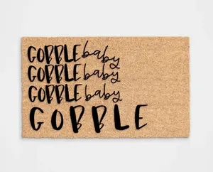 Gobble Baby Doormat Funny Thanksgiving Entryway Decoration with Bold Designs & Unique Flocking for Durability and Functionality