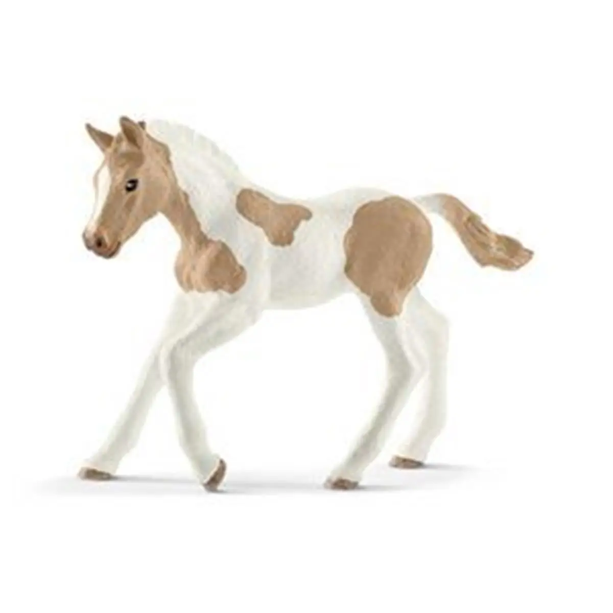 212 MAIN Schleich North America Soft Vinyl Model Figure - Hand-Painted Tan & White Paint Horse Foal, Realistic Collectible Figurine for Small Animal Pet Supply Animal Collectibles Toy