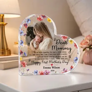 Custom Mom & Baby Photo Heart Plaque - Perfect 1st Mother's Day Gift