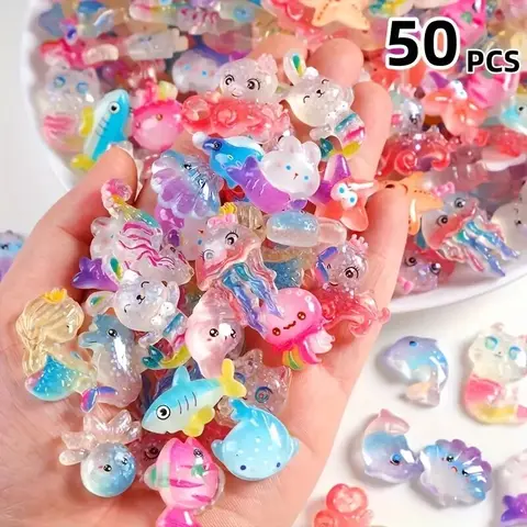 50pcs Ocean Animal Figurines, Decorative Ocean Theme, Perfect for Dollhouse Decorations Fairy Garden Ornaments Birthday Party Gifts Christmas Presents DIY Crafts, DIY Projects，Christmas and Halloween Gifts, Home Decoration Small Ornaments