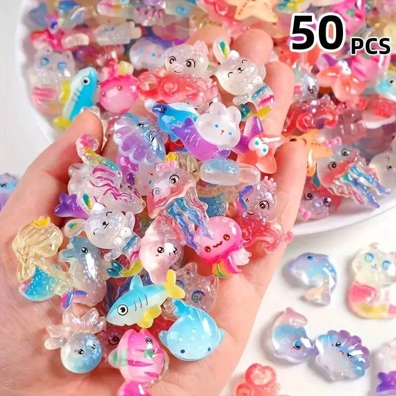 50pcs Ocean Animal Figurines, Decorative Ocean Theme, Perfect for Dollhouse Decorations Fairy Garden Ornaments Birthday Party Gifts Christmas Presents DIY Crafts, DIY Projects,Christmas and Halloween Gifts, Home Decoration Small Ornaments
