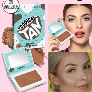 Misslyn Tropical Tan Bronzing & Contouring Powder, Trendy Bronzer, Matte Bronzer, Pigmented Soft Powdery Texture, With Mirror, Facial Bronzing Powder For Contouring, Long-Lasting, Lightweight, Smooth, Blendable,