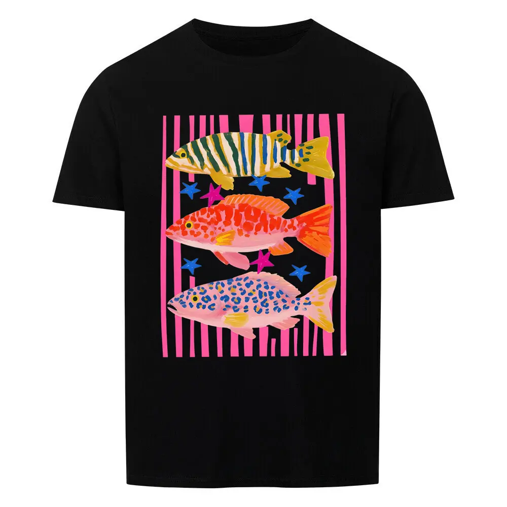 Men's Colorful Fish Graphic T-Shirt, 100% Cotton Short-Sleeve Regular Size Top with Long-lasting Sublimation Print, Tshirt, Shortsleeve, All Seasons, Fishing, Long-Lasting Ink, Casual, Menswear, Round Neck, Sublimated Print