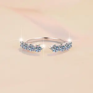 Synthetic Moissanite S925 Sterling Silver Eight Stars Band Ring Open Ring fashion jewelry accessory woman girl promise ring Springtok-275(50%)
