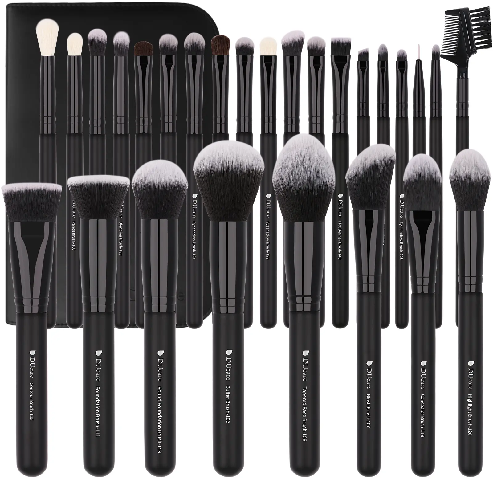 DUcare Dark Angel Professional 27-Pcs Face Makeup Brushes Full Kit, Portable Cosmetics Bag for Female, Mothers, Daughters, Granddaughters, Girlfriends, Multi-Pack, Perfect Gift Choice