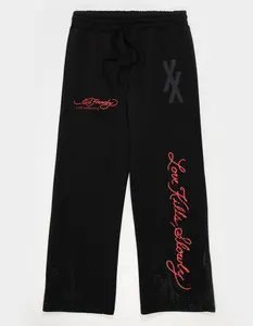 ED HARDY x MGK Flames Rhinestone Mens Sweatpants