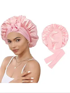 Women's Elastic Band Satin Sleep Cap, Adjustable Satin Bonnet, Silk-Like Bow Hair Hat, Casual Home Daily Hair Care, Soft Stretchy Fabric, All Seasons