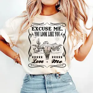 Excuse Me You Look Like You Love Me, Country Music Shirt, Whiskey Theme Graphic Tees, Retro Cowgirl, Trendy Western, Unisex Sweater Pullover Tee