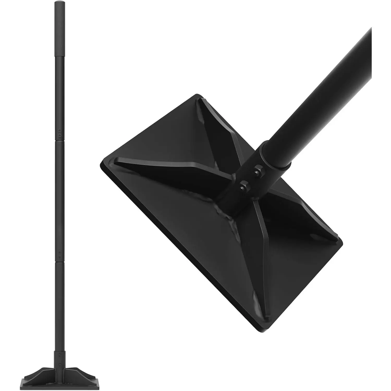 Steel Tamper Tool, Hand Tamper with Larger 8"x10" Rectangular Metal Tamper Head, 49 inch Long Handle Ground Tamper Tool for Dirt, Heavy Duty Garden Tamper for Soil, Landscaping, Black