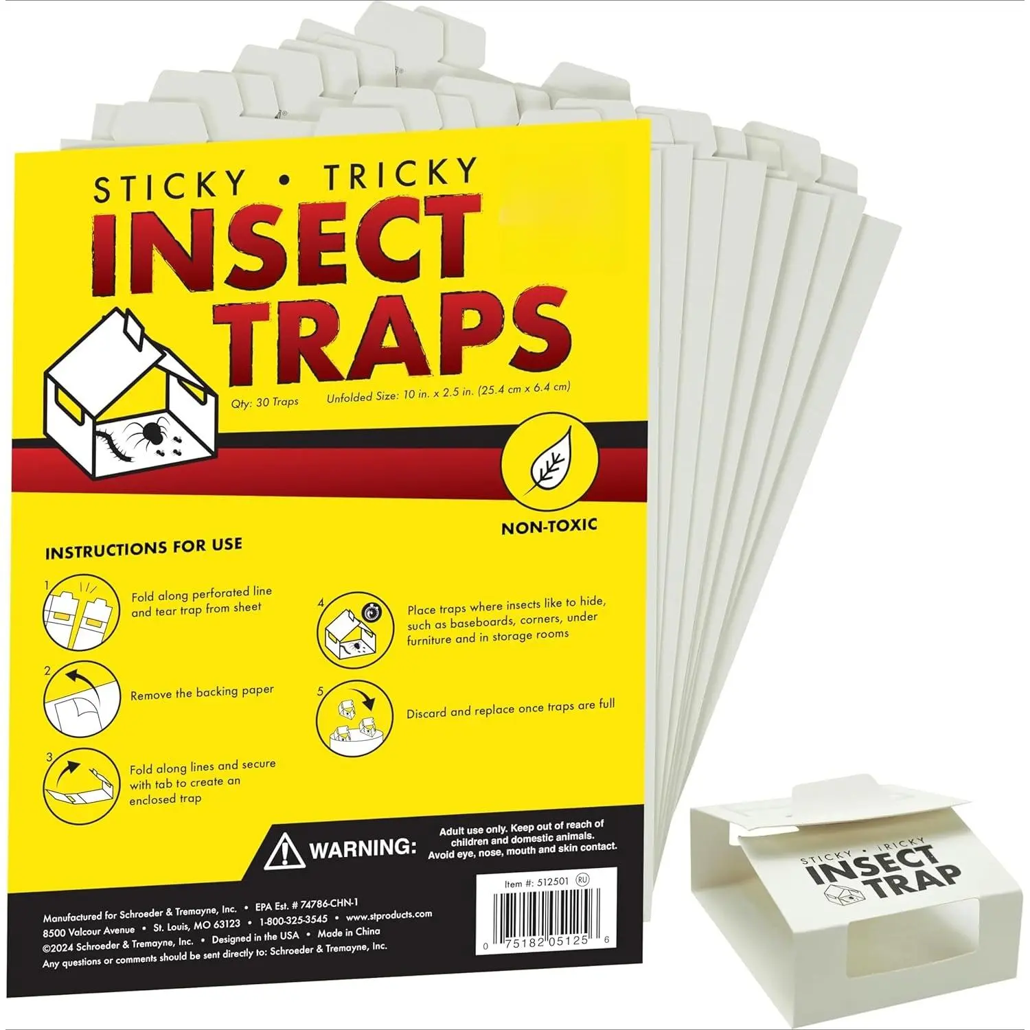 Insect Traps, 30 Count, Glue Traps for Brown Recluse, Hobo Spiders, Black Widows, Use in Home, Basement or Garage, or Utility Rooms for Pest Control