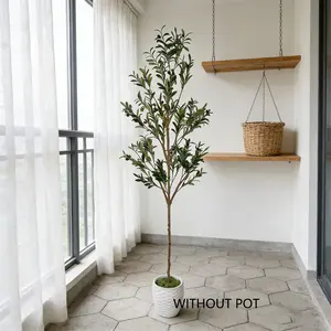 Artificial Olive Tree, 1 Count Adjustable Artificial Plant without Pot, Modern Indoor Outdoor Decor, Realistic Faux Plant Tree for Home Office Garden Decoration