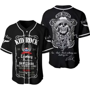 Kid Rock Baseball Shirt – Vintage Style Country Rock Jersey, Unisex Button Up Apparel