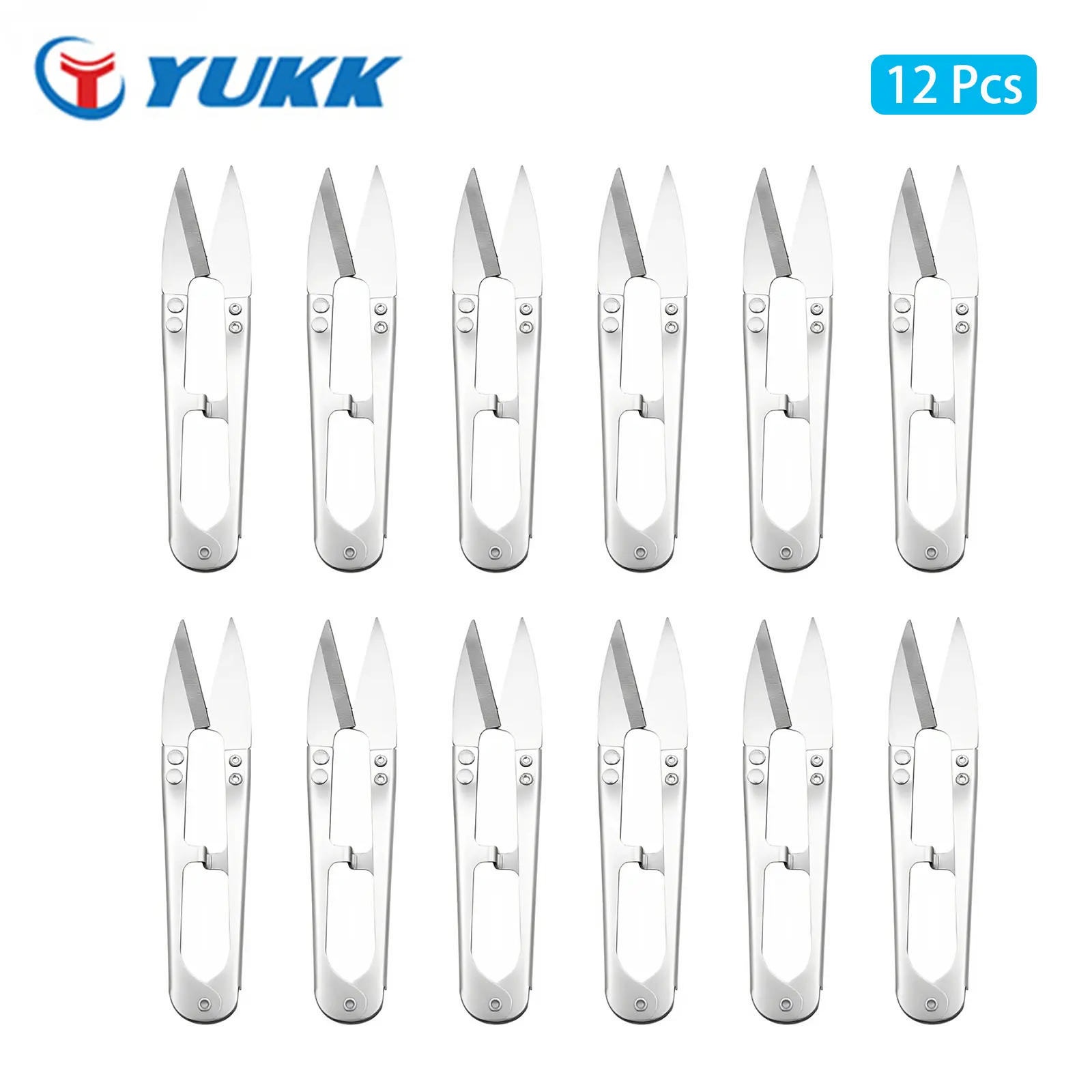 YUKK 12Pcs Stainless Steel Small Scissors – Sharp, Compact & Durable for All Your Sewing Details
