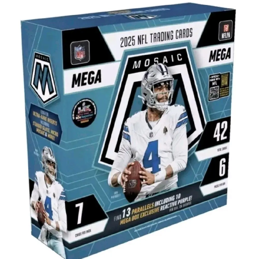 Panini 2025 Mosaic Football NFL Mega Box Reactive - 42 Cards with Exclusive  Parallels & Ultra Rare Cards - TikTok Shop