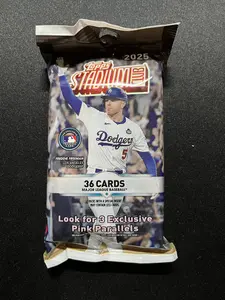 Topps 2025 Stadium Club Hanger Pack - 36 Cards with 3 Exclusive Pink Parallels Major League Baseball Trading Cards